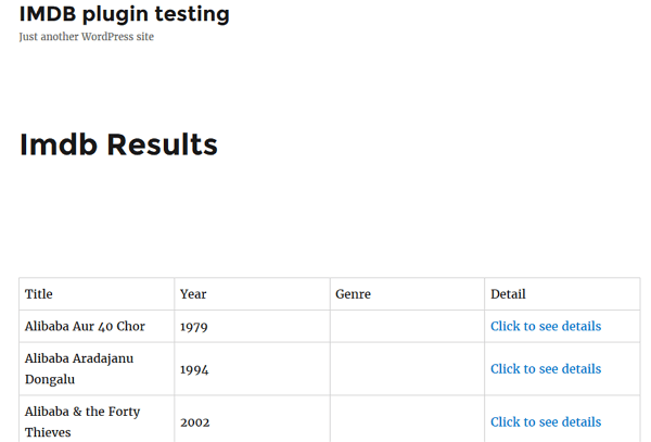Wordpress imdb plugin search results created by programmers
